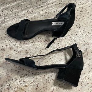 Steve Madden black suede block heels